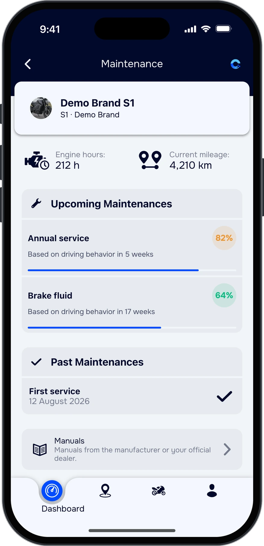 Driver app: what is due on a motorcycle and when, the past services and the manuals